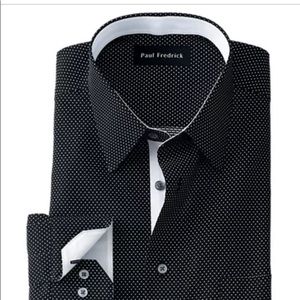 Paul Fredrick EUC 100% cotton black shirt with red contrast